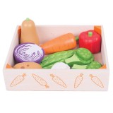 Cutiuta cu legume din lemn PlayLearn Toys, BigJigs Toys