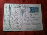 Carte Postala circulata Saceni - Beuca - Bucuresti 1938 , Timbru fix 3 lei Carol II si Timbrul Fondul Aviatiei