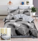 Cumpara ieftin Lenjerie Pat Allegria Sf023, Bumbac, 4 Piese, Fara Elastic, Gri, Imprimeu