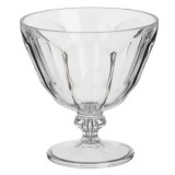 Bol din plastic transparent cu picior pentru inghetata, 300 ml, model dungat, CMCLASS