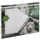 Set Pictura pe Numere Nassau, 40x50 cm, Tigri, 24 Culori, 4 Pensule, Panza pe Sasiu, Joc Creativ Adulti si Copii