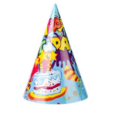 Set 6 Coifuri, Cyrax, Petrecere Copii, din Carton, 20 x 13.5 cm, Model 5 Happy Birthday, Multicolor foto