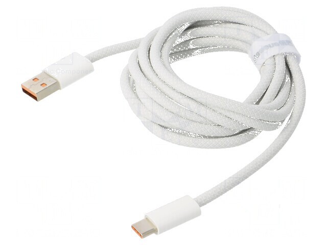 Cablu USB 2.0 A la C 2m alb textil 100W