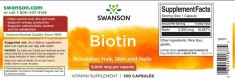 Vitamina B7 (Biotina) 5mg Swanson 100cpr
