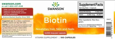 Vitamina B7 (Biotina) 5mg Swanson 100cpr foto