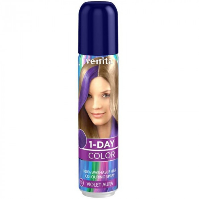 Spray colorant pentru par fixativ Venita, 1-Day Color, nr 10, nu contine amoniac sau oxidanti, Mov