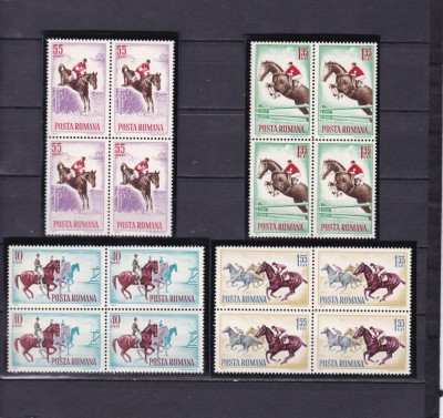 ROMANIA 1964 LP 583 HIPISM BLOCURI DE 4 TIMBRE MNH foto