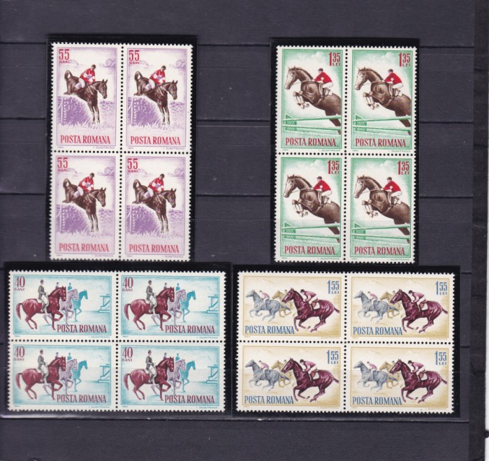 ROMANIA 1964 LP 583 HIPISM BLOCURI DE 4 TIMBRE MNH