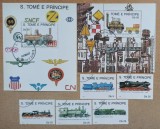 Seria Completă + 2 Colițe Sf. Toma și Principe 1990 - Locomotive Istorice, Căi Ferate, Mallet, 7v - Ștampilate -A242, Stampilat