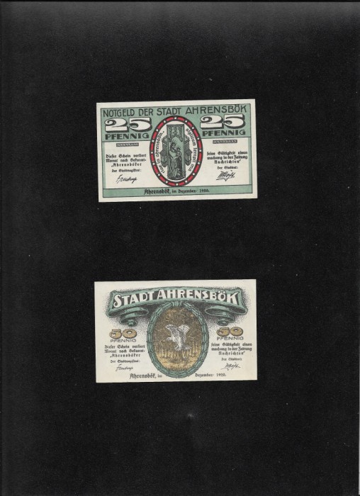 Set Notgeld 25 + 50 pf Ahrensb&ouml;k