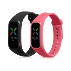 Set 2 Curele pentru Oppo Band Sport, Kwmobile, Negru/Roz, Silicon, 57437.07 foto