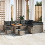 Set de canapea de grădină vidaXL cu 12 piese și perne gri din ratan sintetic, Set de dining de grădină vidaXL cu 3 piese și perne gri din ratan sintet
