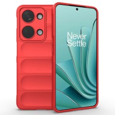 Husa pentru oneplus nordA 3, antisoc, margini cu striatii, design minimalist, red foto