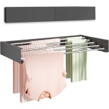 Suport Haine, Flippy, Depozitare si Uscare Rufe, din Aluminiu, Pliabil, Impermeabil, Montare prin Perforare, 100 cm, Negru