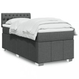 VidaXL Pat box spring cu saltea, gri &icirc;nchis, 90x190 cm, textil 3289231