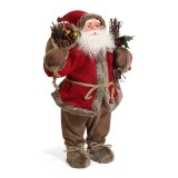 Mos Craciun cu sac si crengute, 60 cm, Rosu