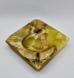 Scrumieră Vintage din Onix Natural &ndash; Verde Fistic &ndash; Design Geometric 10cm