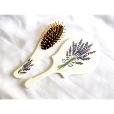 set perie de par si oglinda cu lavanda 43136