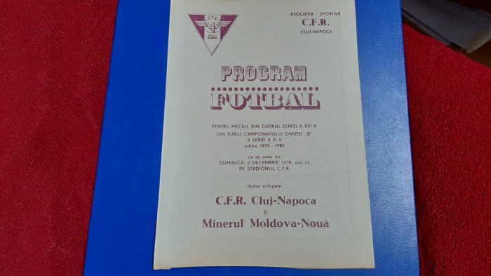 program CFR Cluj - Minerul Mold. Noua