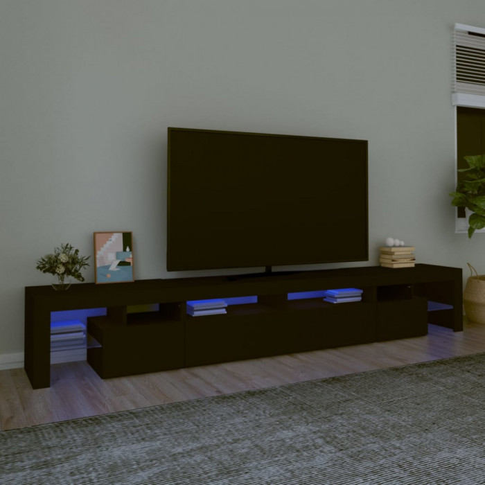 Comoda TV cu lumini LED, negru, 260x36,5x40cm GartenMobel Dekor