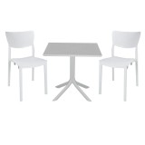 Cumpara ieftin Set de gradina masa si scaune Groovy-Ignite set 3 piese plastic alb 80x80x74.5cm