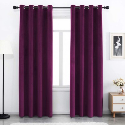 Set draperii din catifea cu inele negre, Madison, 200x215 cm, densitate 700 g/ml, Mulberry, 2 buc foto