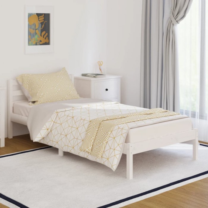 vidaXL Cadru de pat, alb, 90x200 cm, lemn masiv de pin 810416
