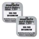 Set 2 baterii 389, 390, SR1130SW, Oxid Argint, 1.55V, Murata