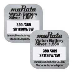 Set 2 baterii 389, 390, SR1130SW, Oxid Argint, 1.55V, Murata