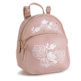 Cumpara ieftin Rucsac mini din piele artificiala, roz antique, cu imprimeu trandafiri