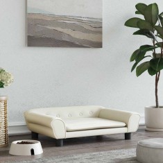 vidaXL Pat de c&acirc;ini, crem, 70x48x22 cm, catifea