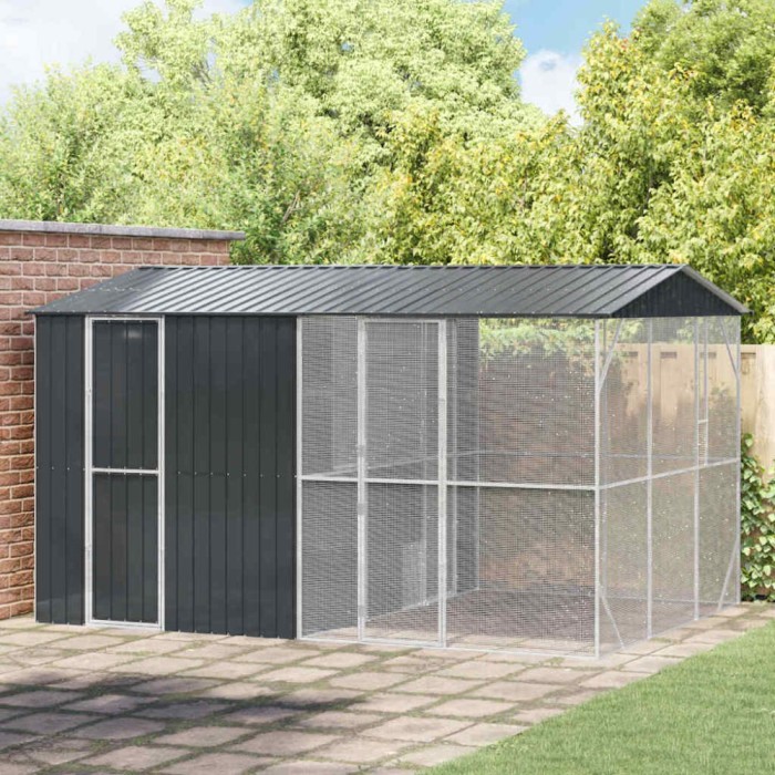 vidaXL Cușcă pentru păsări Antracit 430 x 310 x 247 cm Oțel galvanizat