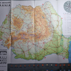harta turistica a republicii socialiste romania - anii '70 - dimensiuni 54/46 cm