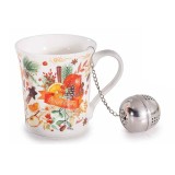 Set cana, infuzor ceai Craciun portelan multicolor II &Oslash; 8,5 cm x 9 H, 250 ml