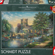 Puzzle 1000 piese Schmidt: Thomas Kinkade - Capelă din lemn de salcie