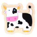 Puzzle din lemn, Vacuta, 4 piese