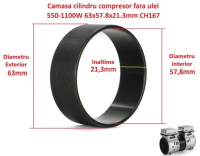 Camasa cilindru compresor fara ulei 550-1100W 63x57.8x21.3mm CH167 foto