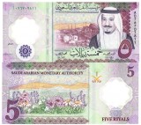 Arabia Saudita 5 Rialy 2020 P-43 Bancnota Polimer UNC