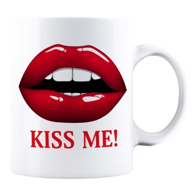 Cana alba personalizata &amp;quot;KISS ME!&amp;quot;, INOVATIX&amp;reg;. 330ml foto