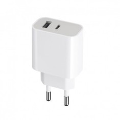 INCARCATOR RETEA USB MAXLIFE MXTC-05 PD+QC, 20W, 1 X USB, 1 X USB TYPE-C, ALB BLISTER