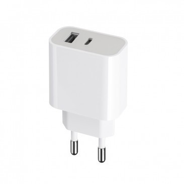 INCARCATOR RETEA USB MAXLIFE MXTC-05 PD+QC, 20W, 1 X USB, 1 X USB TYPE-C, ALB BLISTER foto