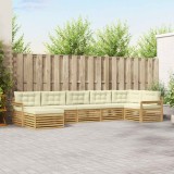 vidaXL Set de canapele de exterior cu pernă 7 pcs Alb și crem 3390830