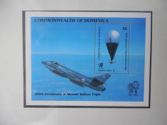 Bloc serie timbre aviatie avioane baloane dirijabile Dominica nestampilate foto