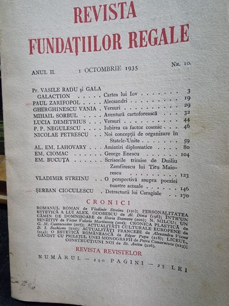 Revista Fundatiilor Regale - Anul II 1 Octombrie 1935 Nr. 10
