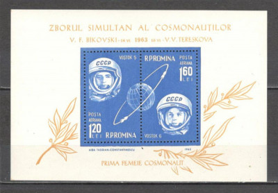 Romania.1963 Posta aeriana:Cosmonautica-Vostok 5 si 6-Bl. DR.120 foto