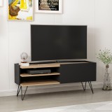 Masa TV Dronninglund cu picioare hairpin negru efect lemn [en.casa] HausGarden Leisure