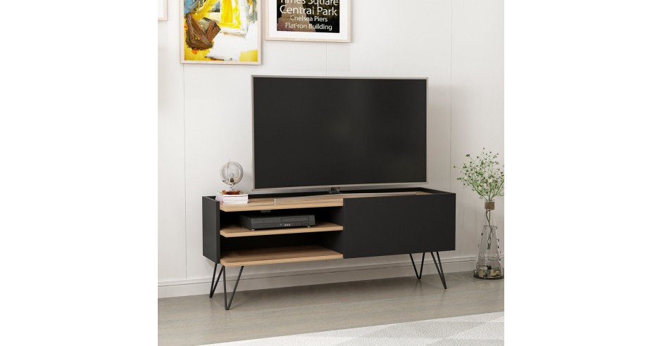 Silas - TV-Meubel - Zwart - 140x33x35 cm