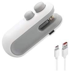 Aparat pentru sigilat pungi, portabila, cu taietor integrat, sigilare rapida, design ergonomic, indicator luminos, alb foto