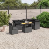 Cumpara ieftin Set canapele de grădină cu perne, 7 piese, negru, poliratan