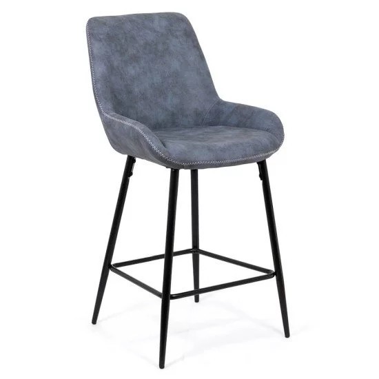 SCAUN DE BAR FIX DIN PIELE ECOLOGICA SI PICIOARE DIN OTEL ABS 146 ALBASTRU
